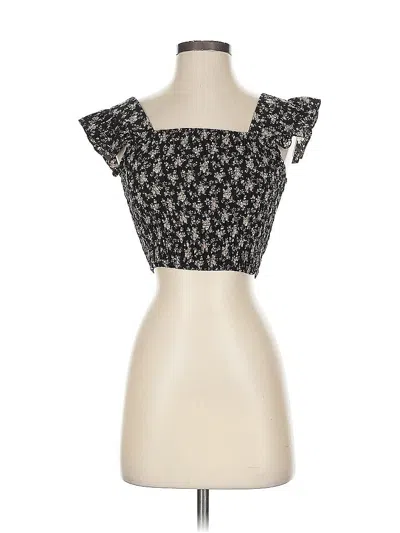 Pre-owned Lea & Viola Short Sleeve Top Black Sweetheart Neckline Tops