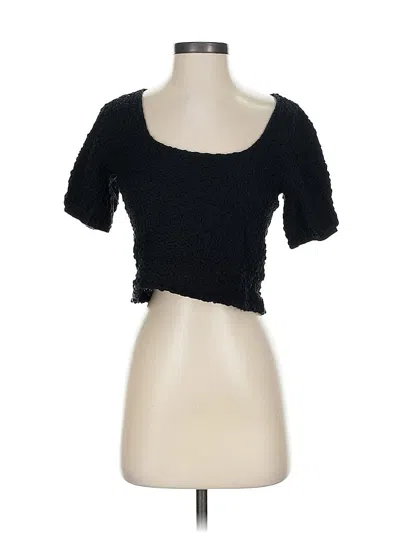Pre-owned Lea & Viola Short Sleeve Top Black Sweetheart Neckline Tops