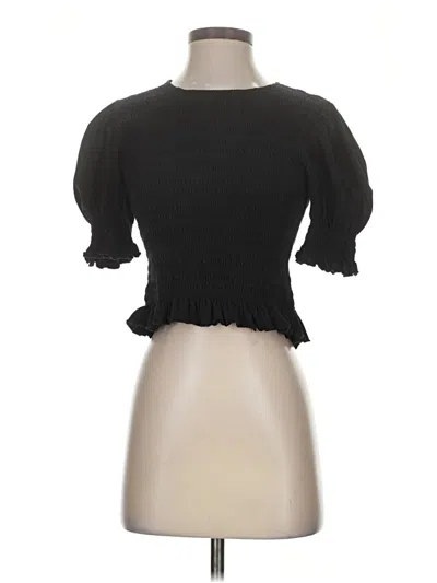 Pre-owned Lea & Viola Short Sleeve Top Black Sweetheart Neckline Tops