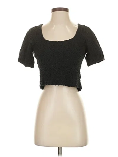 Pre-owned Lea & Viola Short Sleeve Top Black Sweetheart Neckline Tops