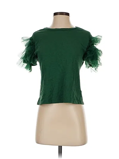 Pre-owned Lea & Viola Short Sleeve Top Green Sweetheart Neckline Tops