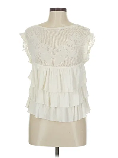 Pre-owned Lea & Viola Sleeveless Blouse In White