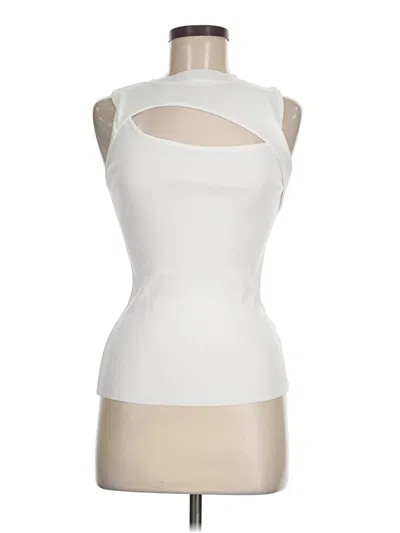 Pre-owned Lea & Viola Sleeveless Top White Halter Neckline Tops