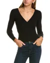 Lea & Viola Surplice Sweater In Black