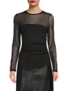 Lea & Viola Women's Asymmetric Semi Sheer Top In Black