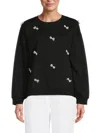 Lea & Viola Women's Beaded Bow Sweatshirt In Black