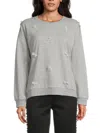 Lea & Viola Women's Beaded Bow Sweatshirt In Grey