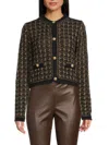 Lea & Viola Women's Boucle Crewneck Cardigan In Black