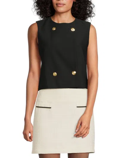 Lea & Viola Women's Button Embellished Top In Black