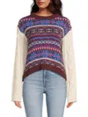 Lea & Viola Women's Cable-knit Fair-isle Sweater In Multi