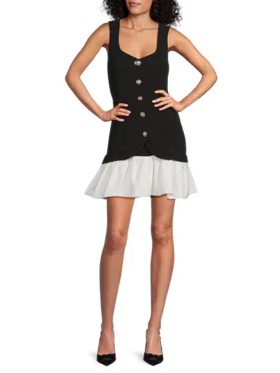 Lea & Viola Women's Contrast-hem Button-front Minidress