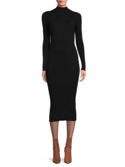 Lea & Viola Women's Cut Out Slit Back Midi Sweater Dress In Brown