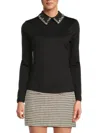 Lea & Viola Women's Embellished-collar Knit Top In Multi