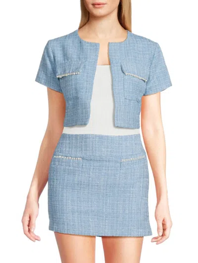 Lea & Viola Women's Embellished Cropped Boucle Jacket In Light Blue