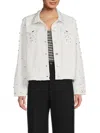 Lea & Viola Women's Embellished Denim Jacket In White