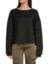Lea & Viola Women's Embellished Sleeve Sweatshirt In Black