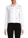 Lea & Viola Women's Embellished Button Down Shirt In White