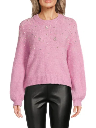 Lea & Viola Women's Embellished Sweater In Pink