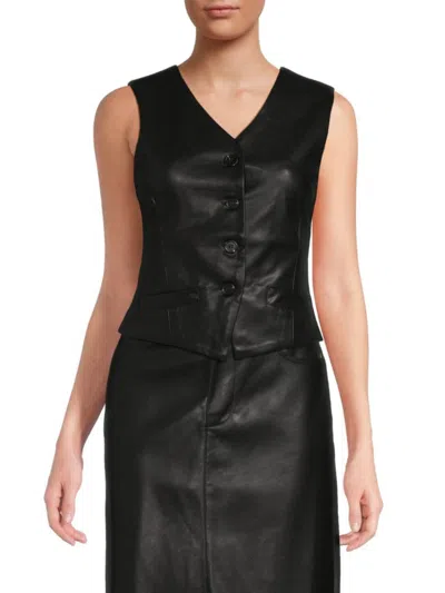 Lea & Viola Women's Faux Leather Vest In Black