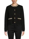 Lea & Viola Women's Faux Pearl Cardigan In Black
