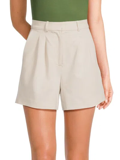 Lea & Viola Women's Flat Front Shorts In Ivory