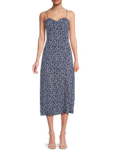 Lea & Viola Women's Floral Button-side Midi-dress