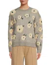 Lea & Viola Women's Floral Knit Sweater In Gray