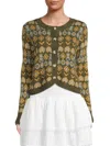 Lea & Viola Women's Floral Long Sleeve Cardigan In Green