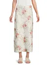 Lea & Viola Women's Floral Satin Maxi Skirt In White