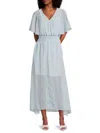 Lea & Viola Women's Floral Smocked-waist Maxi Dress In Blue