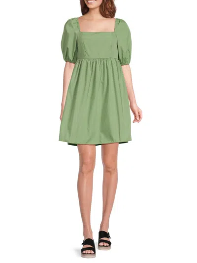 Lea & Viola Women's Floral Squareneck Mini Dress In Sage