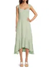 Lea & Viola Women's Floral Tie-strap High-low Dress In Green