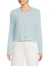 Lea & Viola Women's Fuzzy-knit Embellished Cardigan In Blue