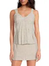 Lea & Viola Women's Gingham-checked Pleated Tank In Brown