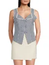 Lea & Viola Women's Gingham Sleeveless Top In Blue