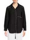 Lea & Viola Women's High-low Pearl Studded Button Down Shirt In Black