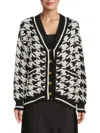 Lea & Viola Women's Houndstooth Button Sweater In Black