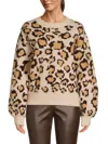 Lea & Viola Women's Leopard Print Drop Shoulder Sweatshirt In Brown Multi