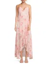 Lea & Viola Women's Long Flowy Floral Ruffle High-low Gown