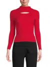 Lea & Viola Women's Long Sleeve Cut-out Mockneck Top In Camel