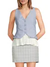Lea & Viola Women's Pleated-hem Pinstripe Vest Top