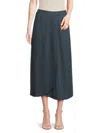 Lea & Viola Women's Pleated Wrap-front Midi-skirt In Blue
