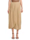 Lea & Viola Women's Pleated Wrap-front Midi-skirt In Multi