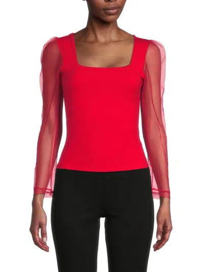 Lea & Viola Women's Puff Sleeve Fitted Top In Black