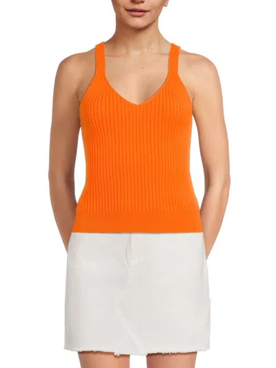 Lea & Viola Women's Ribbed Knit Tank Top In Orange