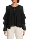 Lea & Viola Women's Ruffle Tiered Blouse In Black