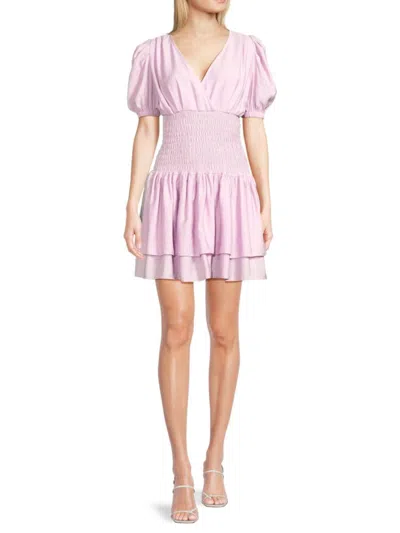 Lea & Viola Women's Smock Tiered Mini Dress In Pink