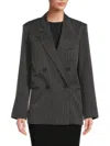 LEA & VIOLA WOMEN'S STRIPED DOUBLE BREASTED BLAZER