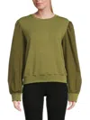 Lea & Viola Women's Textured Puff Sleeve Sweatshirt In Cream