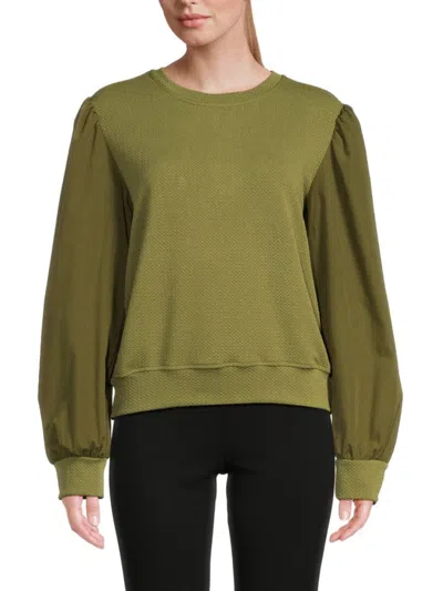 Lea & Viola Women's Textured Puff Sleeve Sweatshirt In Cream